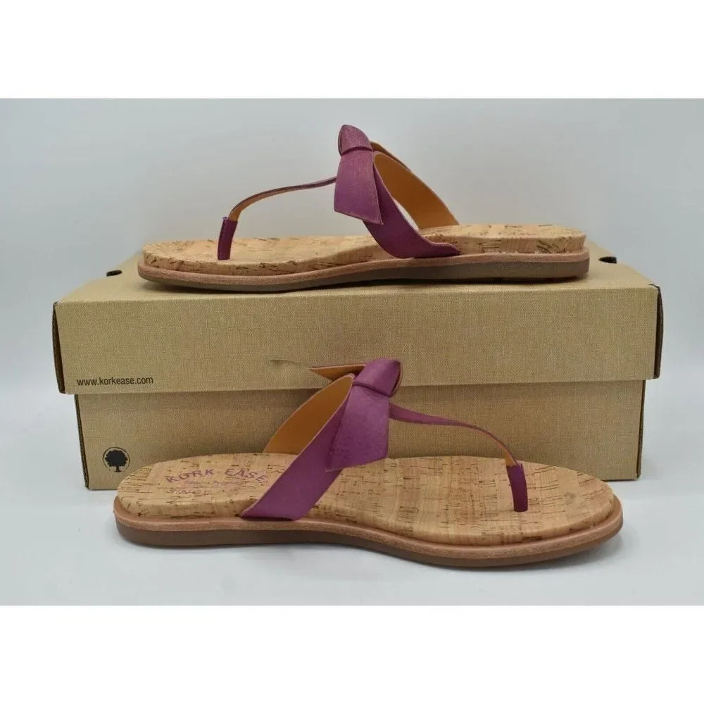 Kork-Ease‎ Womens Size 7 Blake T-Strap Purple Leather Thong Sandals Shoes